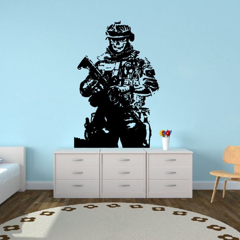 Vinyl Floor Plank - Solider снайперский череп война Настенная Наклейка